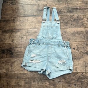 Light denim overalls